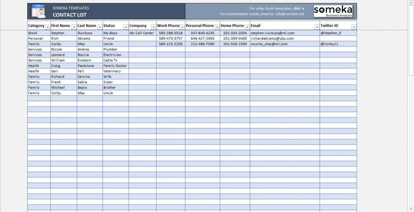 editable best business contact list template  harper blog excel