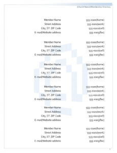 free  church member directory template word example