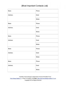 free custom 40 phone &amp;amp; email contact list templates word excel  templatelab