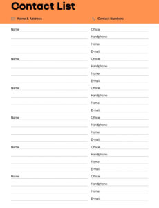 free  free printable contact list template our comprehensive pdf sample