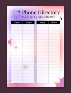 free printable free vector  gradient telephone directory template doc