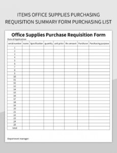 Custom Office Supply Order Form Template Pdf Sample