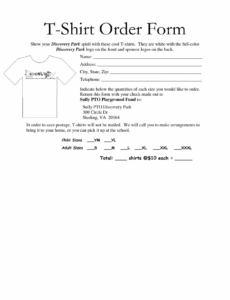 Custom T Shirt Pre Order Form Template Word Sample