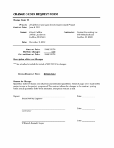 Editable Bank Change Order Form Template Doc