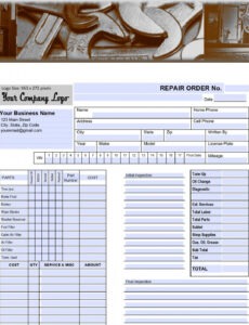 Free Custom Auto Mechanic Work Order Template Excel Sample