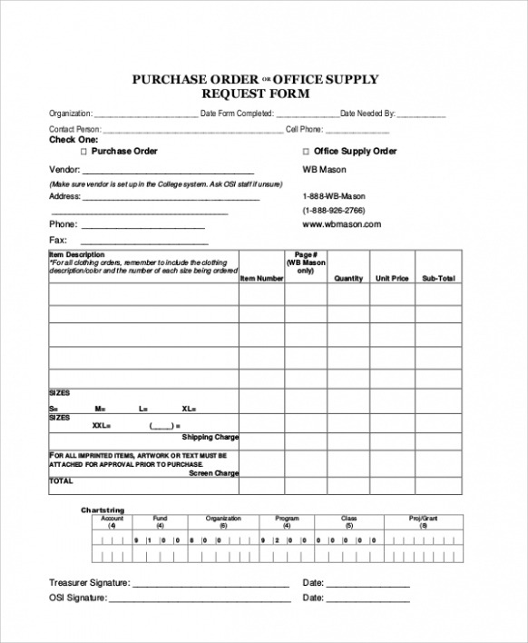 Free Custom Office Supply Order Form Template Doc