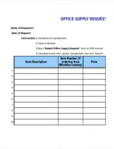 Free Custom Office Supply Order Form Template Excel Example