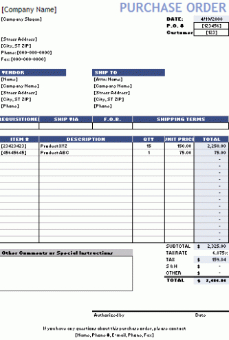 Free Custom Purchase Order And Invoice Template Word Example