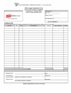 Free Printable Office Supply Order Form Template Word Example