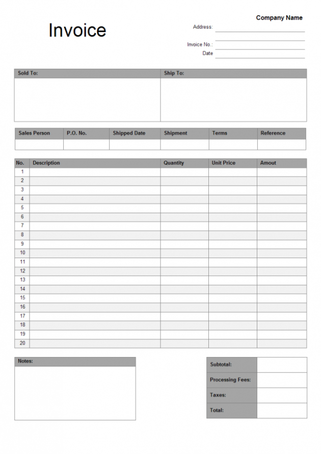 Free Printable Purchase Order And Invoice Template  Example