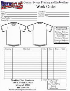 Free Printable Tee Shirt Order Form Template  Sample