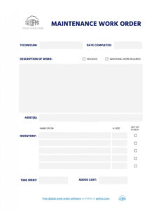 Printable Auto Mechanic Work Order Template