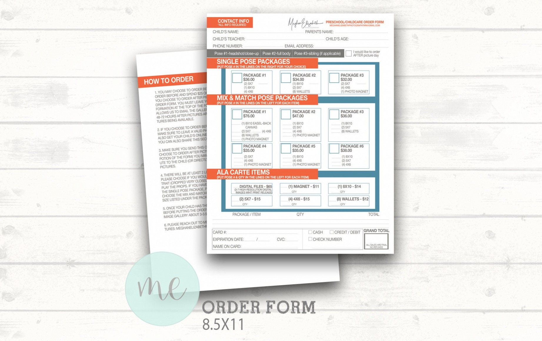 School Picture Day Order Form Template Pdf