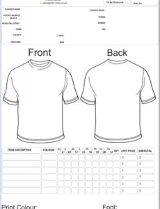 Tee Shirt Order Form Template Excel Example