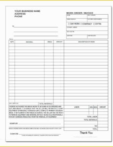 Construction Extra Work Order Template