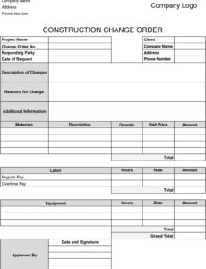 Custom Engineering Change Order Form Template Pdf