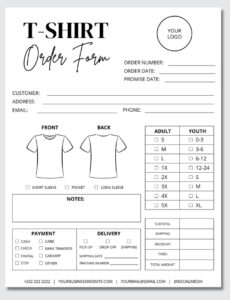 Custom Family Reunion T Shirt Order Form Template Excel Example