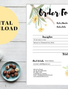 Custom Flower Shop Order Form Template