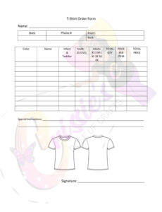 Editable Basic T Shirt Order Form Template Doc