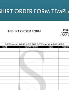 Editable Basic T Shirt Order Form Template Doc Sample