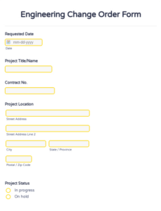 Editable Engineering Change Order Form Template Pdf