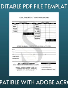 Editable Family Reunion T Shirt Order Form Template Pdf Example