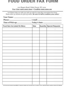 Editable Fast Food Order Form Template Pdf