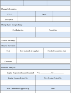 Engineering Change Order Form Template Excel