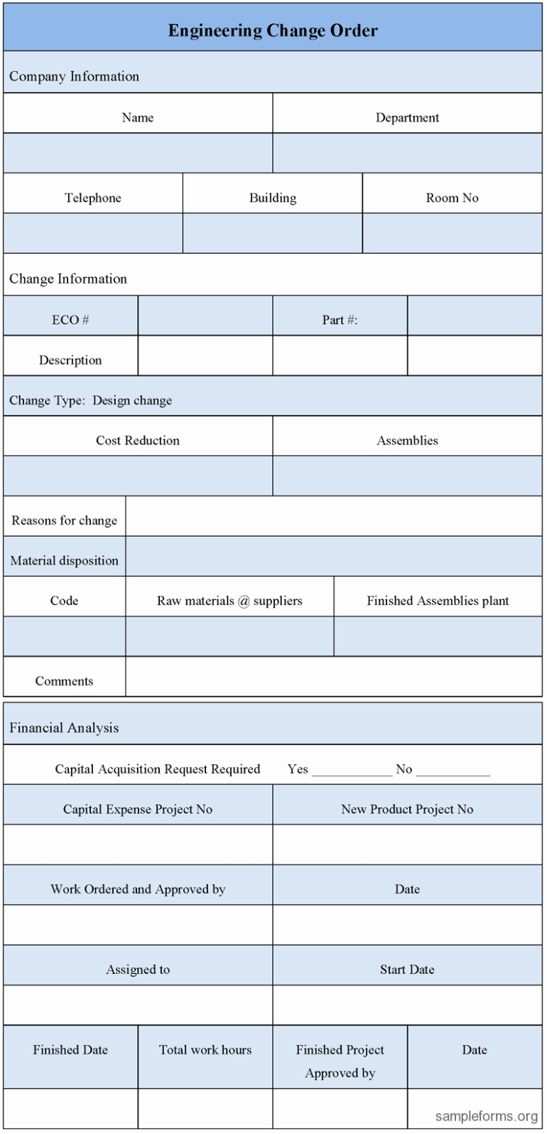 Engineering Change Order Form Template Excel