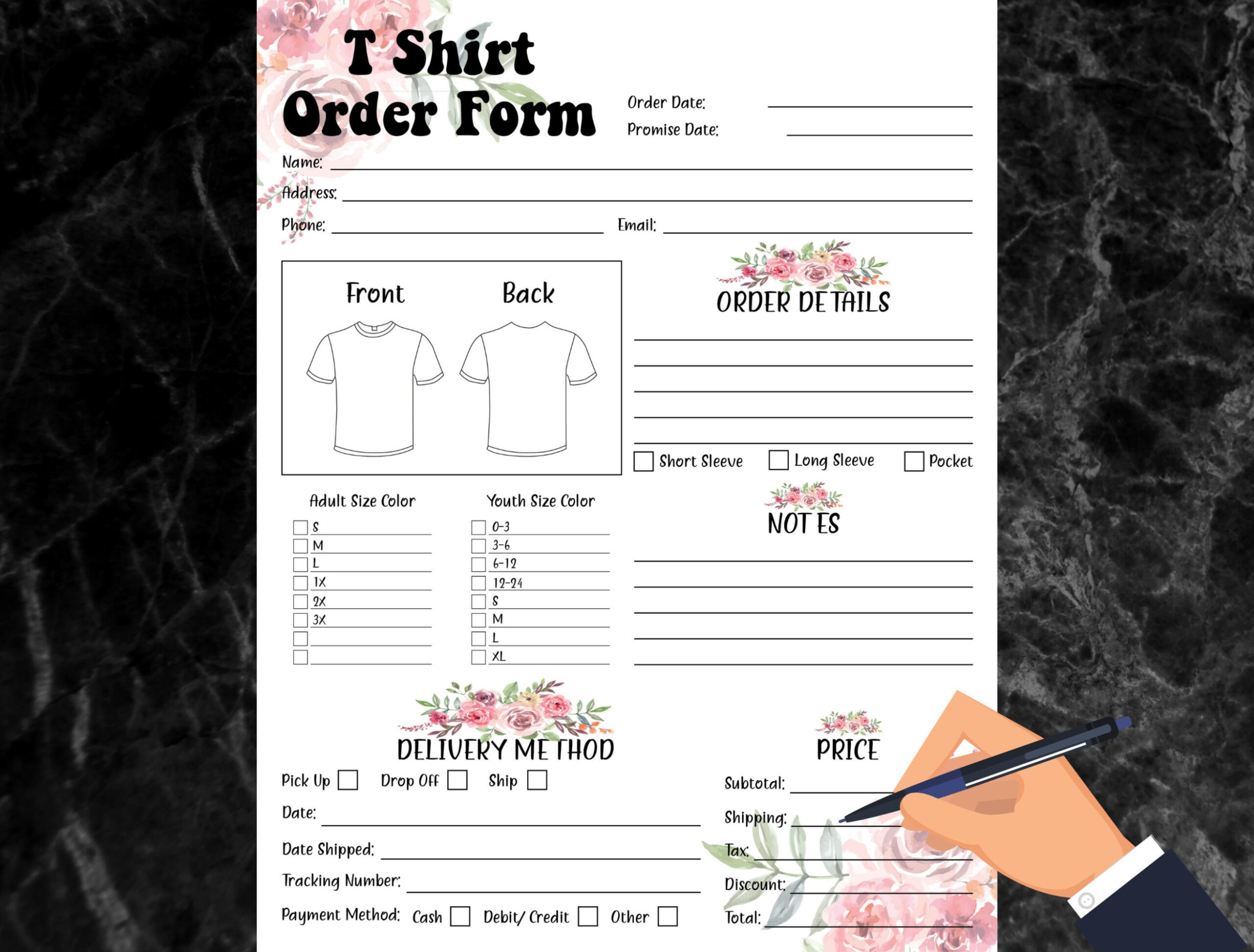 Free  Basic T Shirt Order Form Template Doc Sample