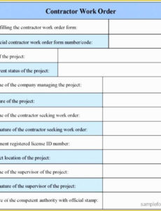 Free Custom Construction Extra Work Order Template  Example