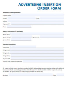 Free Editable Digital Advertising Insertion Order Template Excel Example