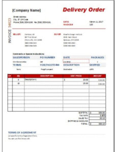 Free Editable Food Delivery Order Form Template