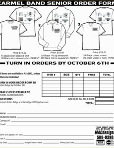 Free Editable Generic T Shirt Order Form Template