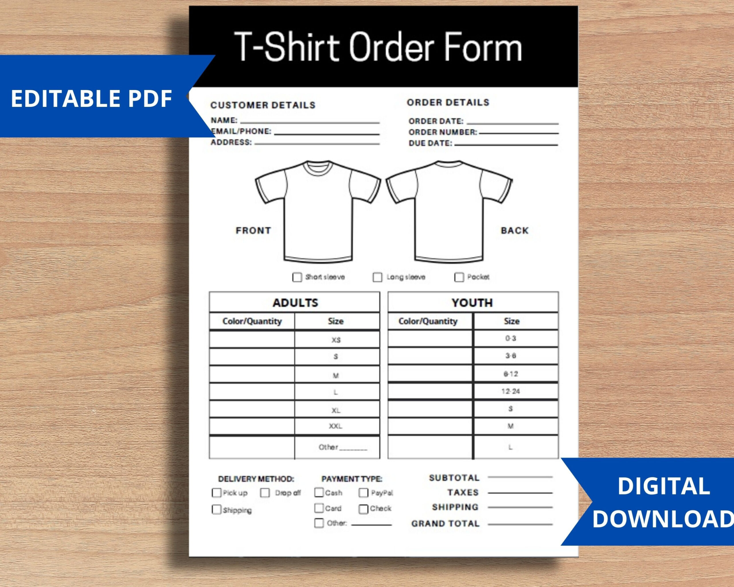 Free Editable Generic T Shirt Order Form Template Excel Sample