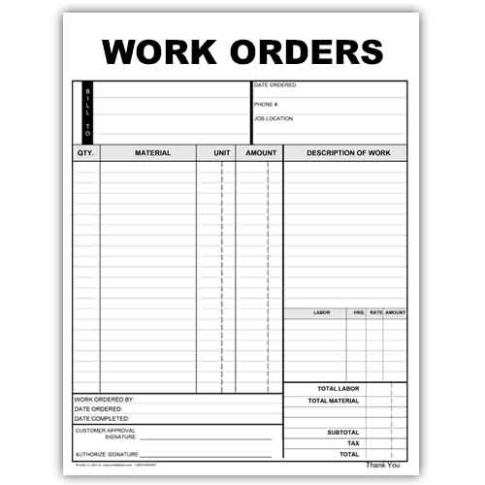 Free  Mechanic Work Order Form Template Pdf Sample