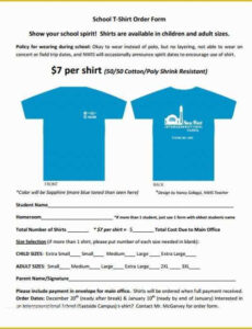 Free Printable Basic T Shirt Order Form Template  Example