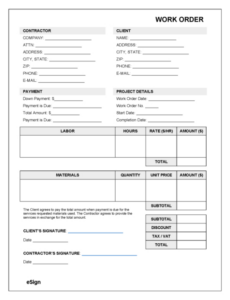 Free Printable Mechanic Work Order Form Template Pdf Example