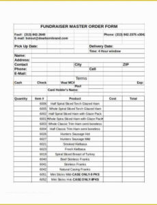 Printable Fast Food Order Form Template Doc Sample