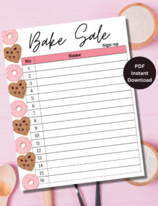 Custom Bake Sale Pre Order Form Template Doc