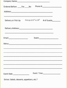 Custom Restaurant Food Order Form Template Pdf Example