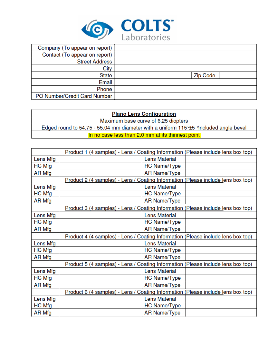 Free  Contact Lens Order Form Template Pdf