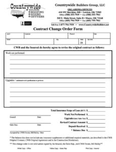 Free Custom Contractor Change Order Form Template  Example