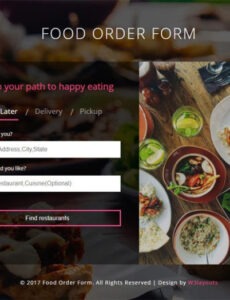 Free Custom Restaurant Food Order Form Template Doc