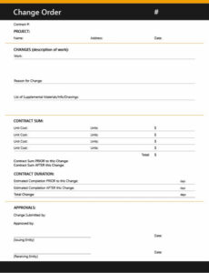 Free Editable Contractor Change Order Form Template