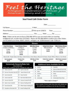 Free  Restaurant Food Order Form Template Excel Sample