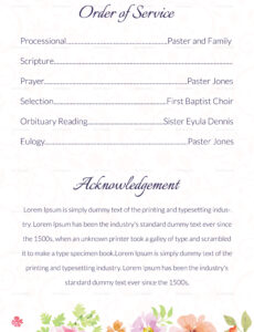 Printable Catholic Funeral Order Of Service Template Pdf