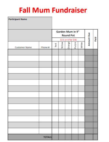 Printable Homecoming Mum Order Form Template