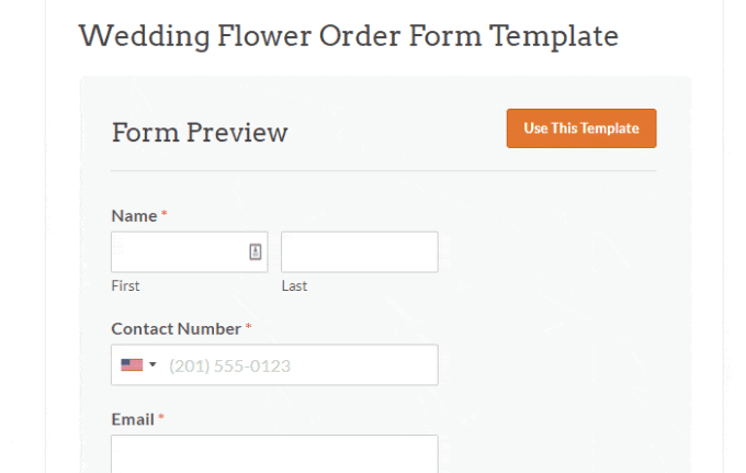 Printable Wedding Flower Order Form Template Word