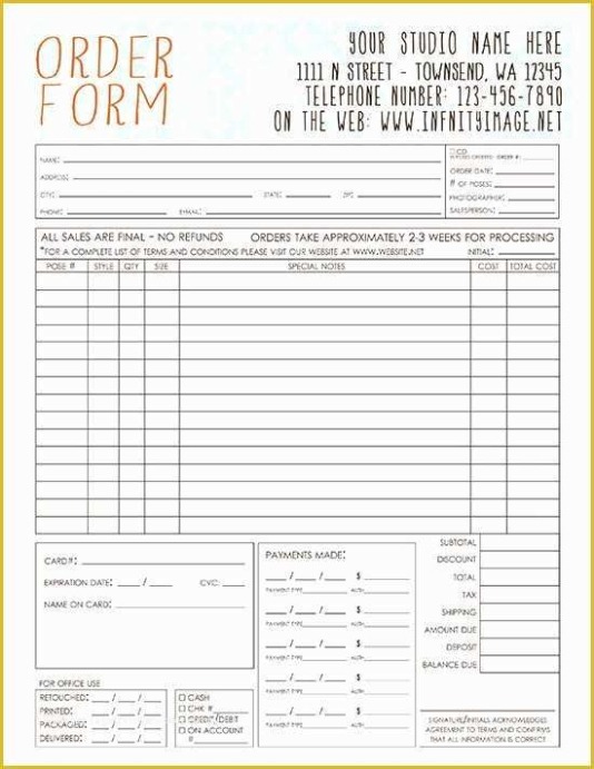 Sports Photography Order Form Template Doc Example